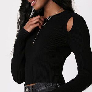 Lulus Autumn Breeze Black Cutout Pullover Sweater - Size L